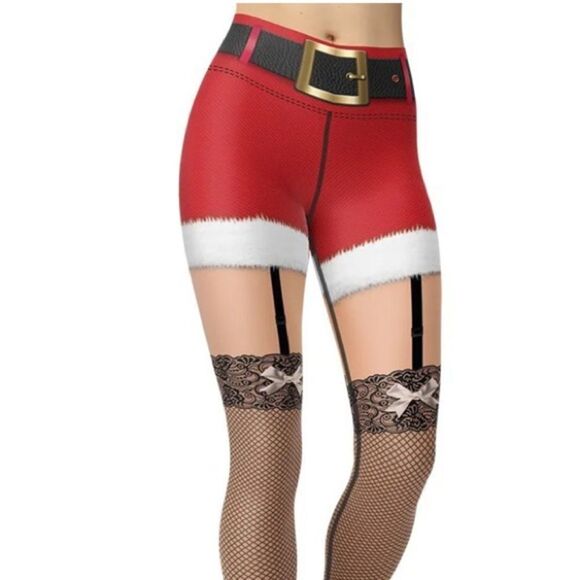 Fierce Pulse CALL ME SANTA CHRISTMAS YOGA LEGGINGS Size Medium - Picture 6 of 11